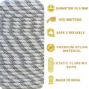 White Tech Climbing Rope (10.5MM, 100 MTR) 23 KN Breaking Strength