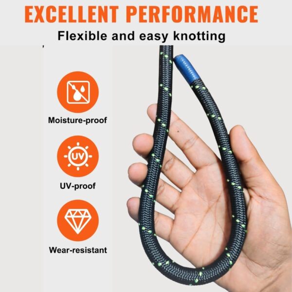 White Tech 10 MM Static Kernmantle Rock Climbing Rope, Rappelling Rope for Outdoor, Hiking Safety Escape Rope, Rescue Parachute Rope, Mountaineering, Hauling, Static Climbing Rope - Image 6