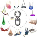 White Tech Swing Swivel Ring Double End Swivel Eye Hook Heavy Duty 304 Stainless Steel Ring Snap Anchor Rolling Shackle Device 360° Swivel Universal Ring Connector Tree Climbing Tool
