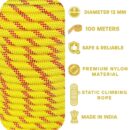 White Tech Rock Climbing Rope 12mm  25KN Breaking Strength for for Zipline,& Rappelling Rope, Rescue and Safety