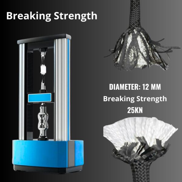White Tech 12 MM Static Kernmantle Rock Climbing Rope, Rappelling Rope for Outdoor, Hiking Safety Escape Rope, Rescue Parachute Rope, Mountaineering, Hauling, Static Climbing Rope - Image 3