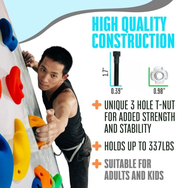 White Tech Rock Climbing Holds for Kids | Pack of 15 Resin Rock Climbing Holds for Indoor Outdoor Playground Climbing Wall Mounting with Hardware Kit - Image 8