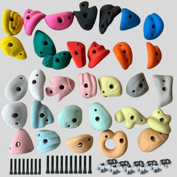White Tech Premium Rock Climbing Holds for Kids, Adult Rock Wall Holds Climbing Rock Wall Grips for Indoor and Outdoor Playground Play Set (Designed in Germany) - Image 2
