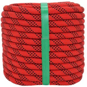 White Tech Rock Climbing Rope (12mm 100Mtr) 24KN Breaking Strength Ideal for Zipline,Mountaineering & Rock Climbing, Rappelling Rope, Rescue and Safety Durable Nylon Construction Lightweight (Red)