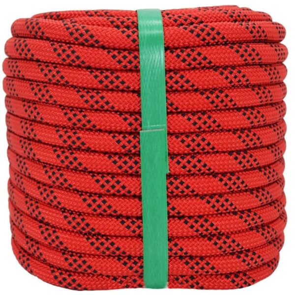 White Tech Rock Climbing Rope (12mm 100Mtr) 24KN Breaking Strength Ideal for Zipline,Mountaineering & Rock Climbing, Rappelling Rope, Rescue and Safety Durable Nylon Construction Lightweight (Red)