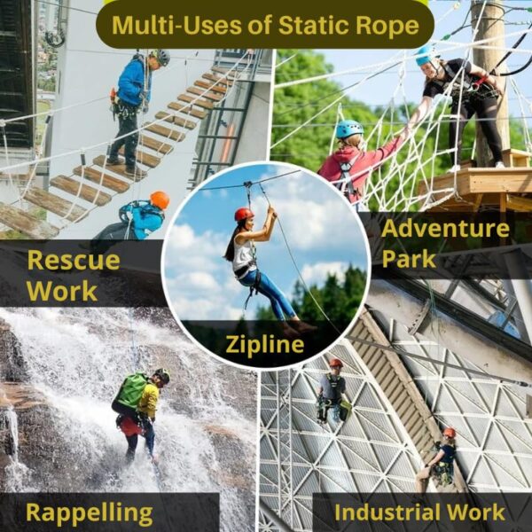 White Tech Rock Climbing Rope 12mm  25KN Breaking Strength for for Zipline,& Rappelling Rope, Rescue and Safety - Image 9