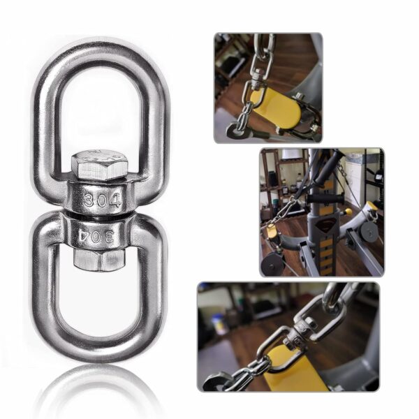 White Tech Swing Swivel Ring Double End Swivel Eye Hook Heavy Duty 304 Stainless Steel Ring Snap Anchor Rolling Shackle Device 360° Swivel Universal Ring Connector Tree Climbing Tool - Image 9