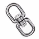 White Tech 12MM Swing Swivel Ring Double End Swivel Eye Hook Heavy Duty 304 Stainless Steel Ring Snap Anchor Rolling Shackle Device 360° Swivel Universal Ring Connector Tree Climbing Tool