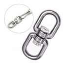 White Tech Swing Swivel Ring Double End Swivel Eye Hook Heavy Duty 304 Stainless Steel Ring Snap Anchor Rolling Shackle Device 360° Swivel Universal Ring Connector Tree Climbing Tool