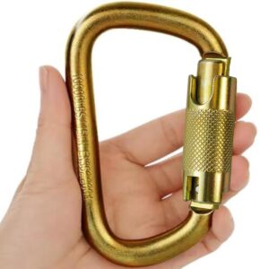 White Tech Heavy-Duty Climbing Carabiner 23KN Twist Auto Locking Karabiner Snap Hook Clip with Quick Lock Mechanism | Ideal for Rock Climbing, Hiking, & Outdoor Activities Rappelling (Pack of 1)