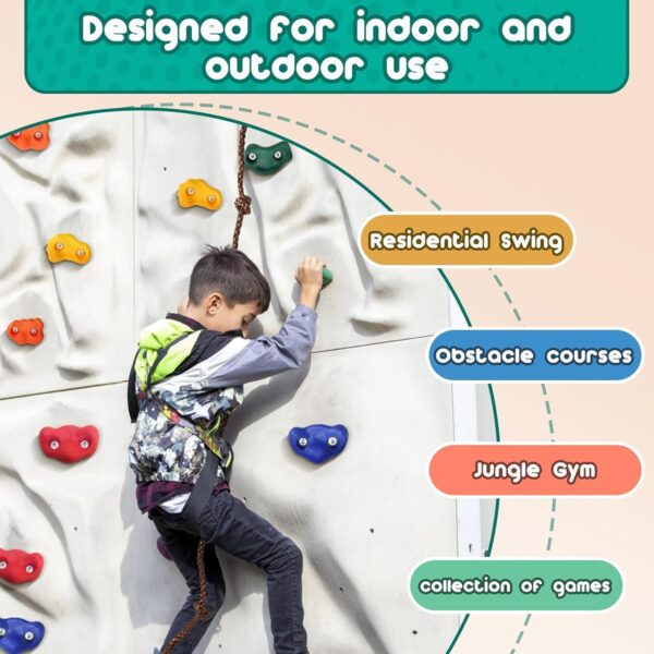 White Tech 48 Packs Rock Climbing Holds for Kids &Adults, Indoor & Outdoor Rock Climbing Kit,Climbing Rock Wall Grips with Mounting Hardware Playground Set Ninja Tree Climbing (Pack of 48 with Kit) - Image 4