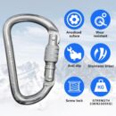 IBS Steel Heavy-Duty Climbing Carabiner 23KN Screw Locking Karabiner Hook Clip with Quick Lock for Rock Climbing, Hiking, & Outdoor Activities Rappelling