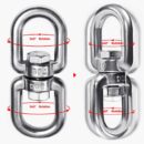 White Tech Swing Swivel Ring Double End Swivel Eye Hook Heavy Duty 304 Stainless Steel Ring Snap Anchor Rolling Shackle Device 360° Swivel Universal Ring Connector Tree Climbing Tool