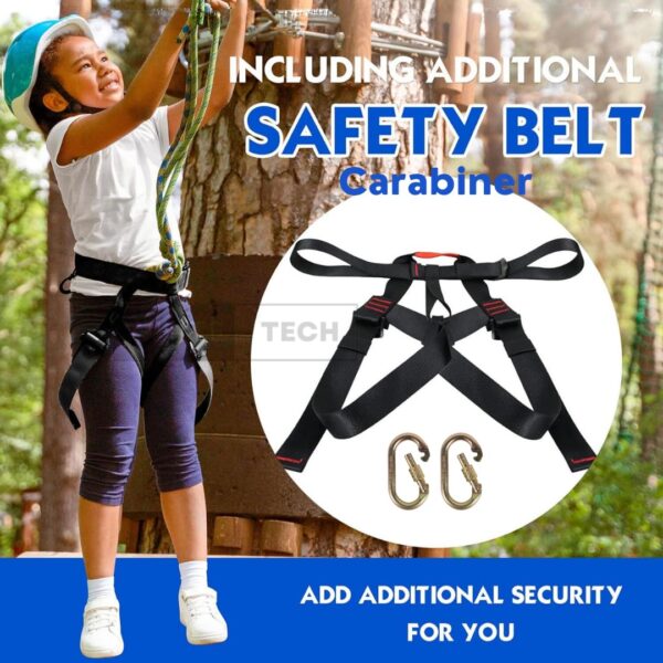 White Tech Rock Climbing Rope Kit (10.5MM 100Mtr) Nylon Braided Rope Static Rope, High Strength Safety Rope, Hiking Climbing Fire Rappelling Rope with Safety Belt Climbing Carabiner Included (Black) - Image 3