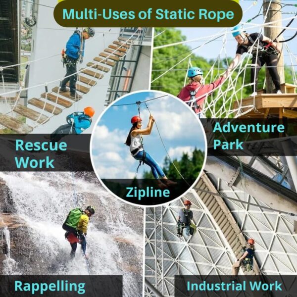 White Tech Premium Climbing Rope (10.5MM, 100 MTR) 23 KN Breaking Strength Ideal for Mountaineering & Rappelling Rope, Rescue and Safety Durable Nylon Construction Lightweight
