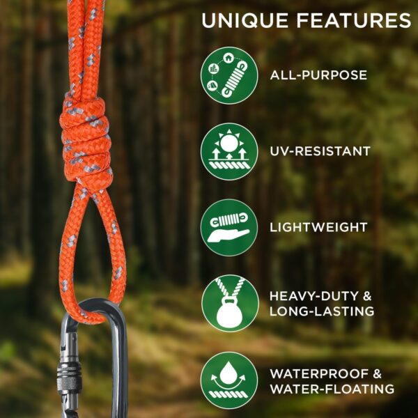 White Tech 6mm Accessory Cord Climbing Rope for Rock Climbing Accessories Cord Double Braid Nylon Cord, Survival,Firestarter, Fishing Line, Duty Camping All-Purpose Utility Rope - Image 2