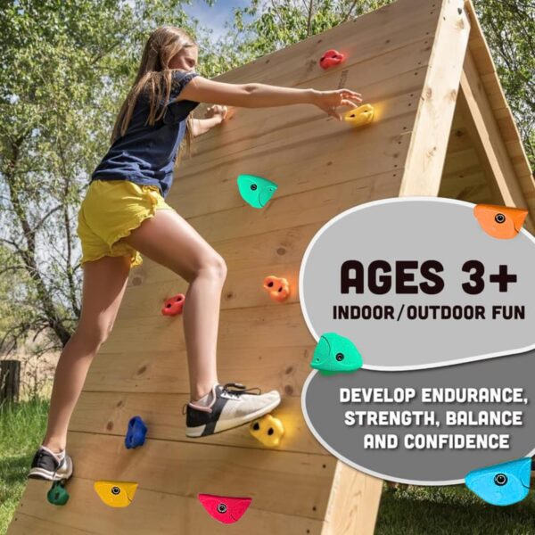 White Tech Rock Climbing Holds (12 Pack) for Kids, AdultI ndoor Outdoor Rock Climbing Holds for Kids, Premium Colourful Climbing Hold Set for Tree House/Gym/Home/Playground DIY Climbing Wall - Image 4