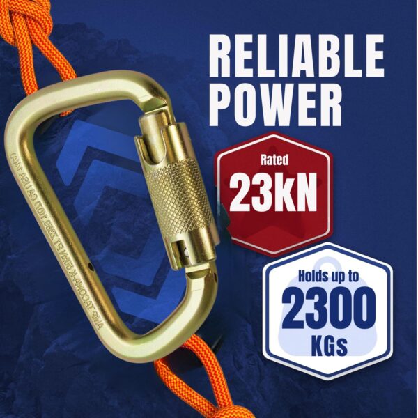 IBS Heavy-Duty Climbing Carabiner 23KN Twist Auto Locking Karabiner Snap Hook Clip with Quick Lock Mechanism | Ideal for Rock Climbing, Hiking, & Outdoor Activities Rappelling - Image 2