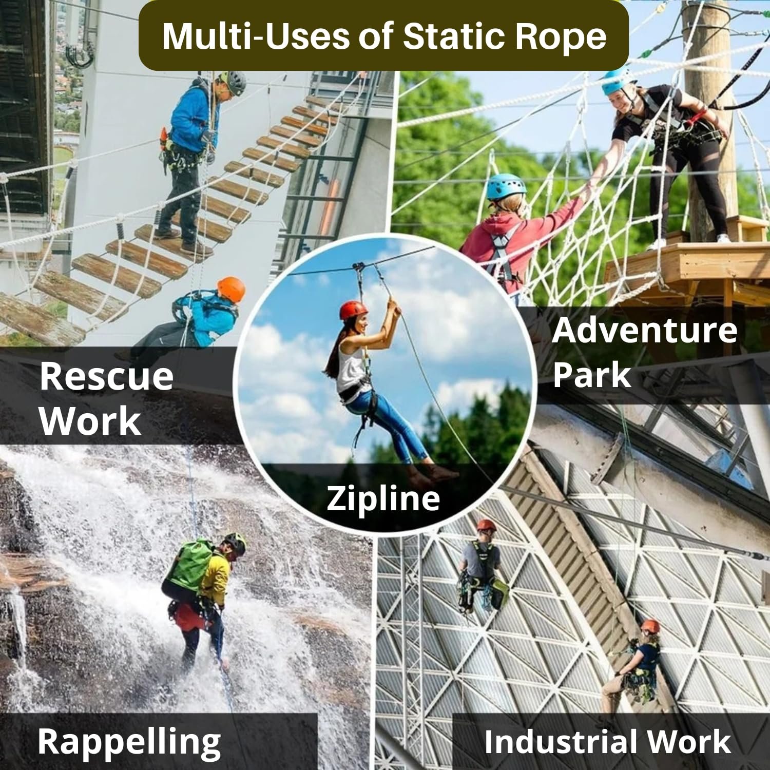 White Tech Static Climbing Rope 10.5mm 100 Mtr Multipurpose Rope (Black) - Image 5
