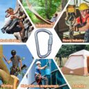 IBS Steel Heavy-Duty Climbing Carabiner 23KN Screw Locking Karabiner Hook Clip with Quick Lock for Rock Climbing, Hiking, & Outdoor Activities Rappelling