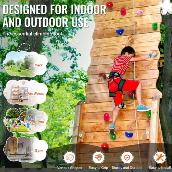 White Tech 48 Packs Rock Climbing Holds for Kids &Adults, Indoor & Outdoor Rock Climbing Kit,Climbing Rock Wall Grips with Mounting Hardware Playground Set Ninja Tree Climbing (Pack of 48 with Kit) - Image 8