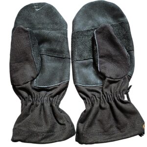 White Tech Premium Rappelling Mitten Gloves (6Pack) Army Leather Lightweight, Breathable for Zip Line Rappelling Rescue Rock/Tree/Wall/Mountain Climbing,Adventure,Outdoor Sports (Black)