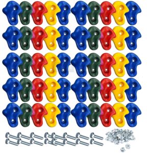 White Tech 40 Packs Rock Climbing Holds for Kids &Adults, Indoor & Outdoor Rock Climbing Kit,Climbing Rock Wall Grips with Mounting Hardware Playground Set Ninja Tree Climbing (Pack of 40 with Kit)
