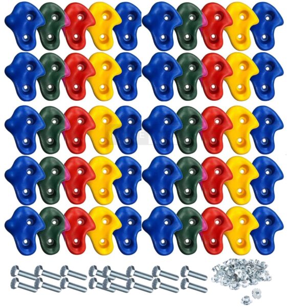 White Tech 40 Packs Rock Climbing Holds for Kids &Adults, Indoor & Outdoor Rock Climbing Kit,Climbing Rock Wall Grips with Mounting Hardware Playground Set Ninja Tree Climbing (Pack of 40 with Kit)