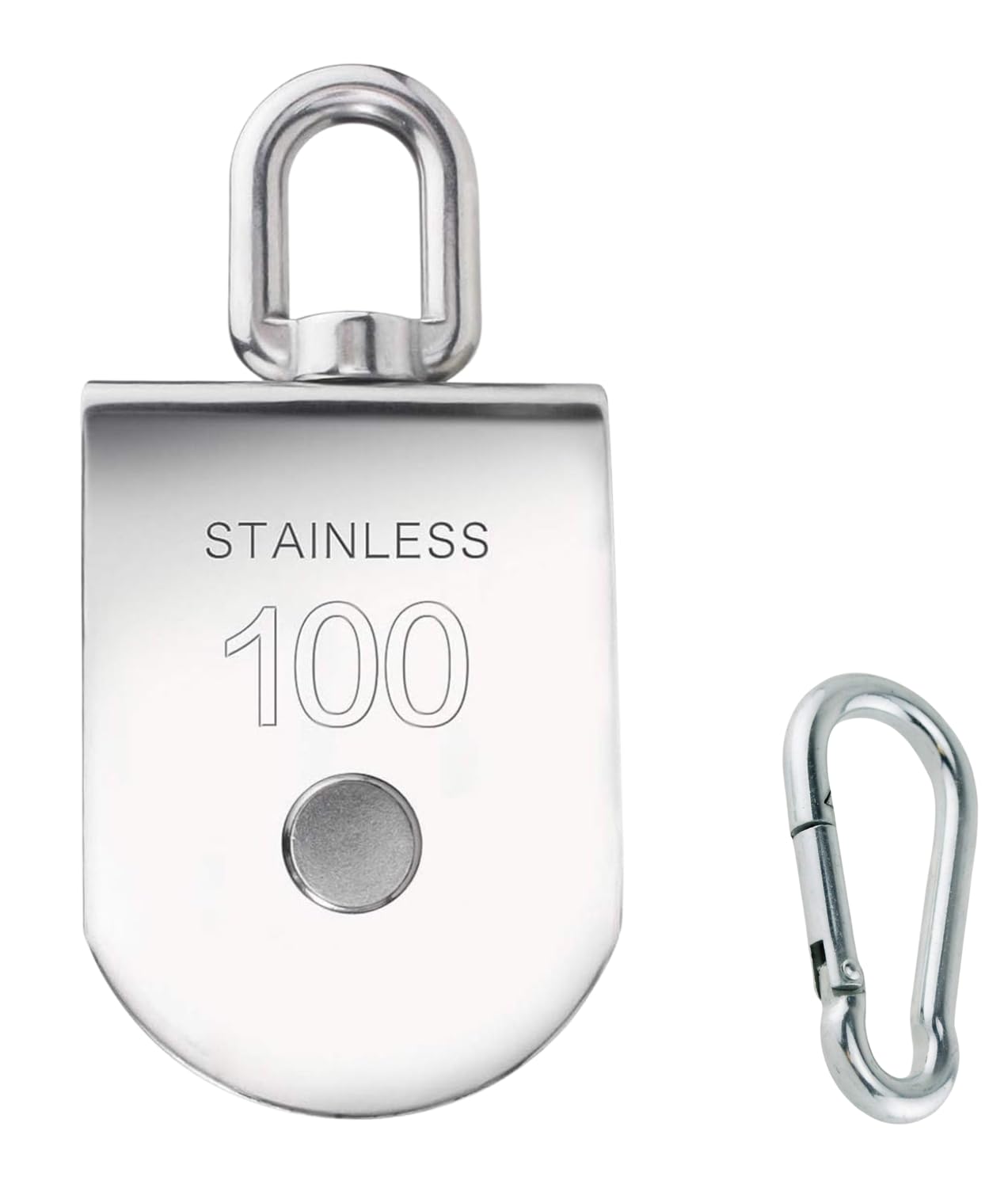 White Tech Steel Swivel Single Pulley Block With Steel Snap Hook Heavy Duty Swivel Lifting Pulley Hoists Roller Cable Pulley 360 Degree Rotating Wheel for Lifting Gym Equipment - Image 2