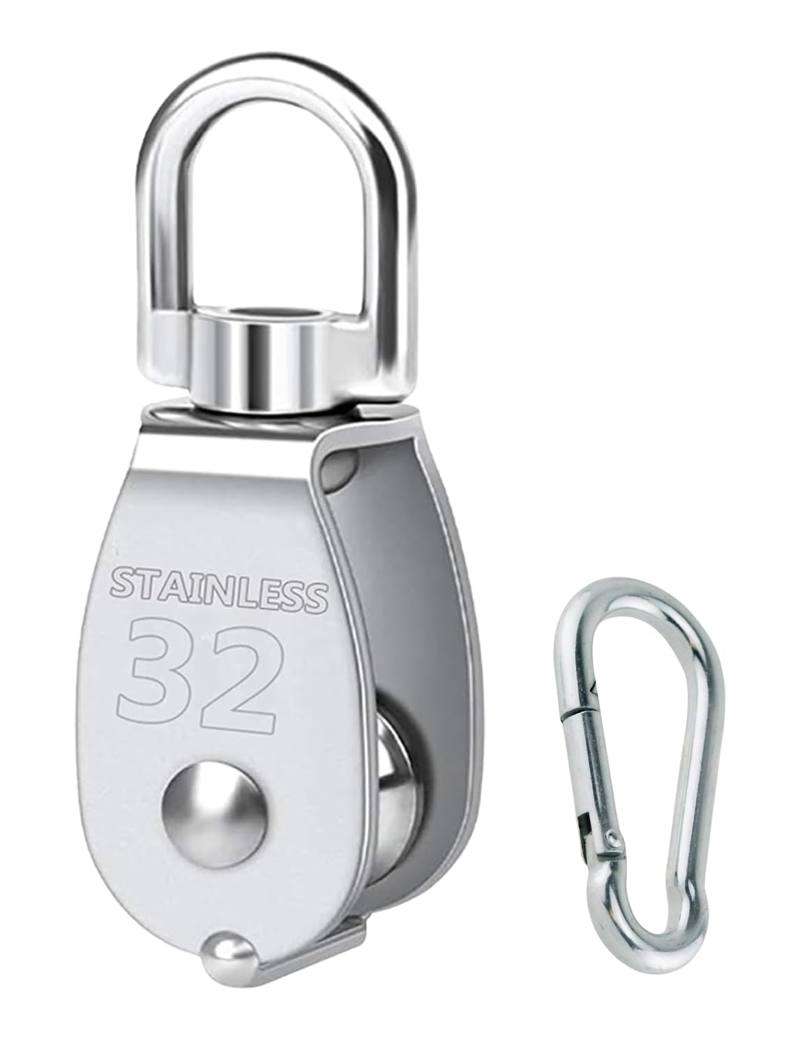 White Tech Steel Swivel Single Pulley Block With Steel Snap Hook Heavy Duty Swivel Lifting Pulley Hoists Roller Cable Pulley 360 Degree Rotating Wheel for Lifting Gym Equipment - Image 4