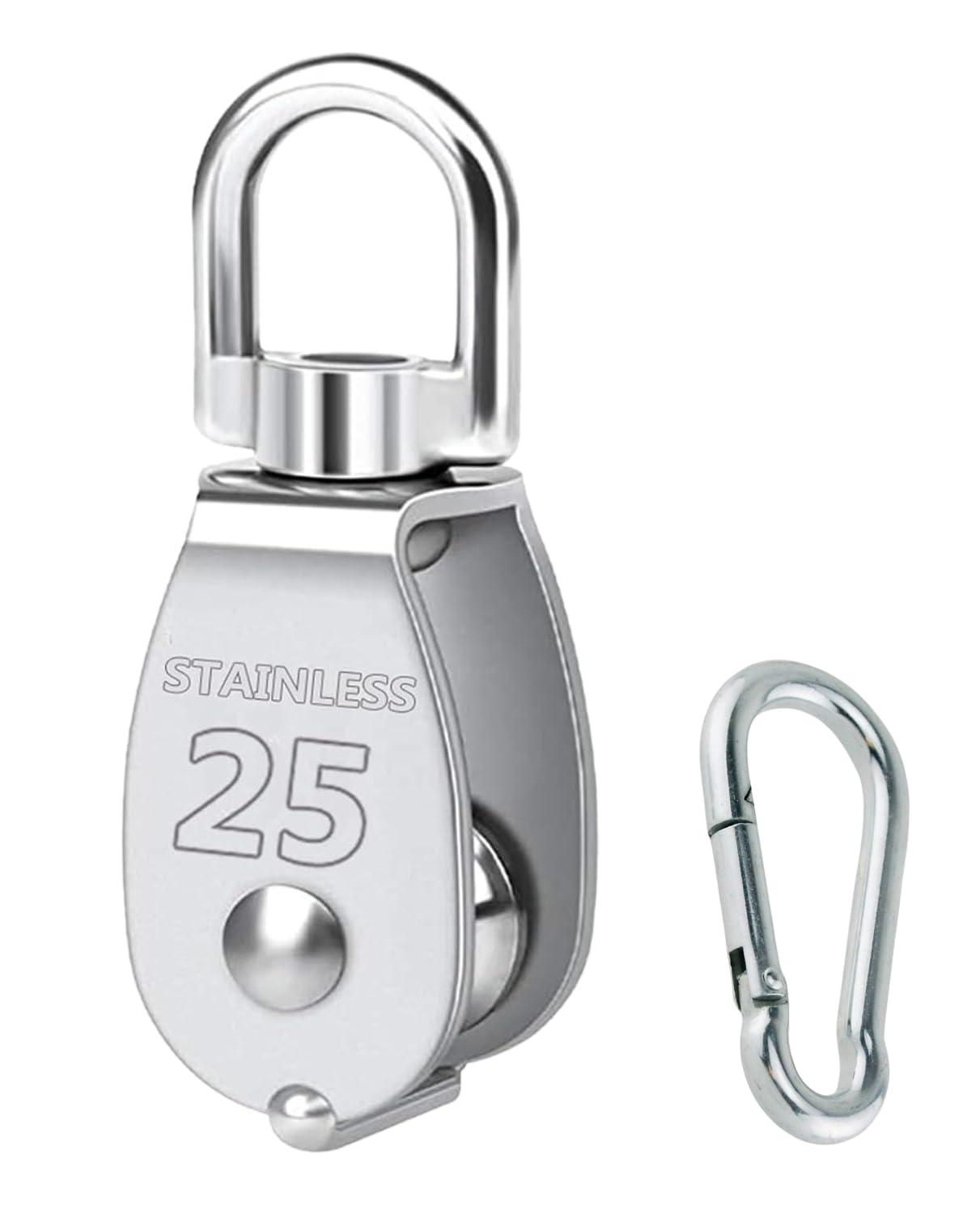 White Tech Steel Swivel Single Pulley Block With Steel Snap Hook Heavy Duty Swivel Lifting Pulley Hoists Roller Cable Pulley 360 Degree Rotating Wheel for Lifting Gym Equipment - Image 5