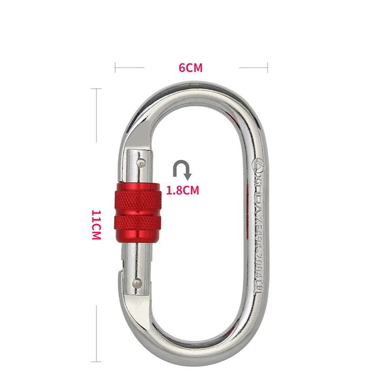 Xinda Steel Ovel Screw Lock Climbing Carabiner 25kn Breaking Strength (XDQ96068) - Image 4