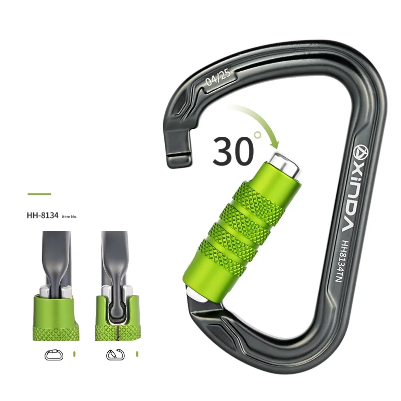 Xinda H-Series D-Shaped Auto-Lock Main Carabiner Mountaineering, Rock Climbing 30Kn Breaking Strength - Image 2