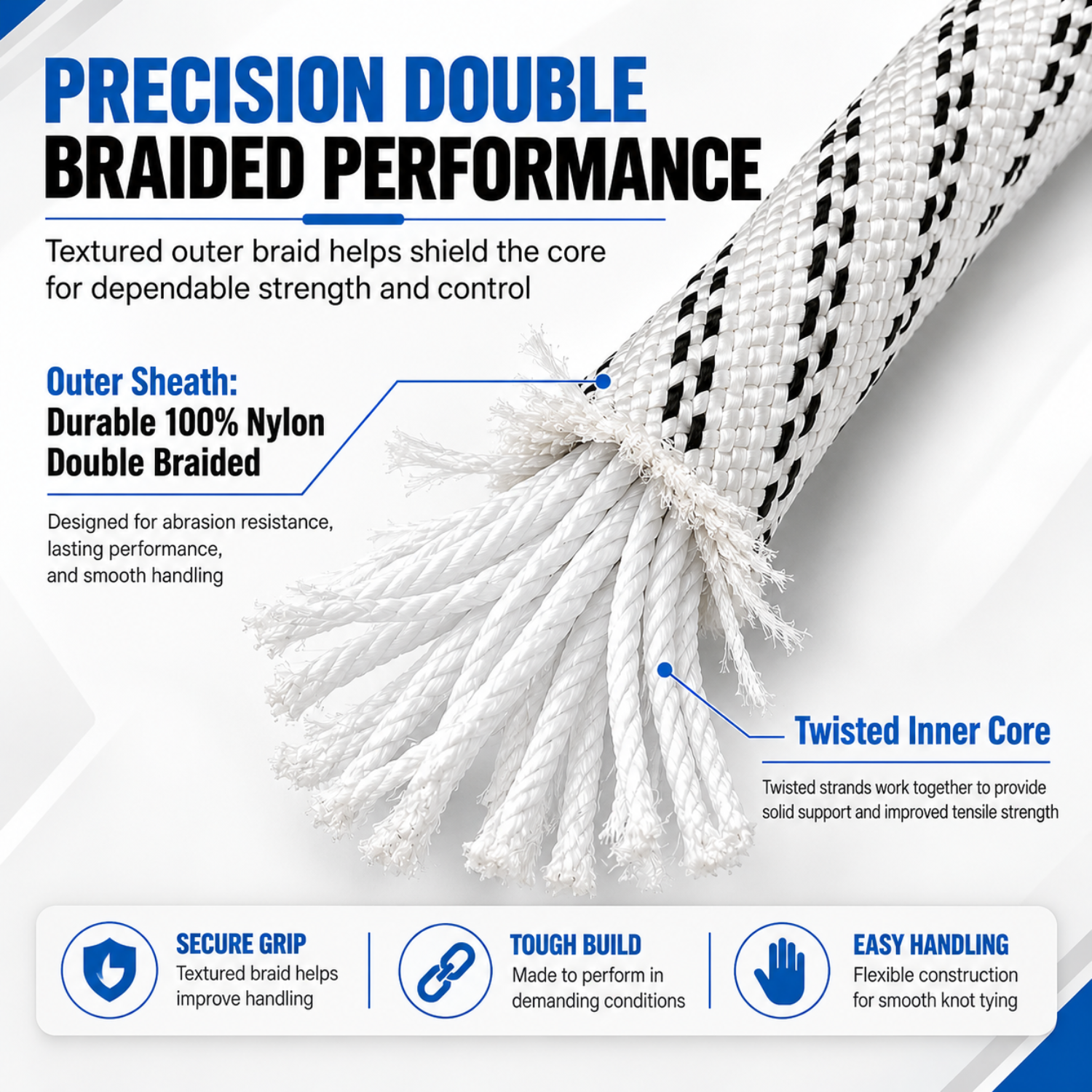 IBS Kernmantle Rope Static Rope 10.5mm, Static Rope,100% Polyamide Nylon - Image 2