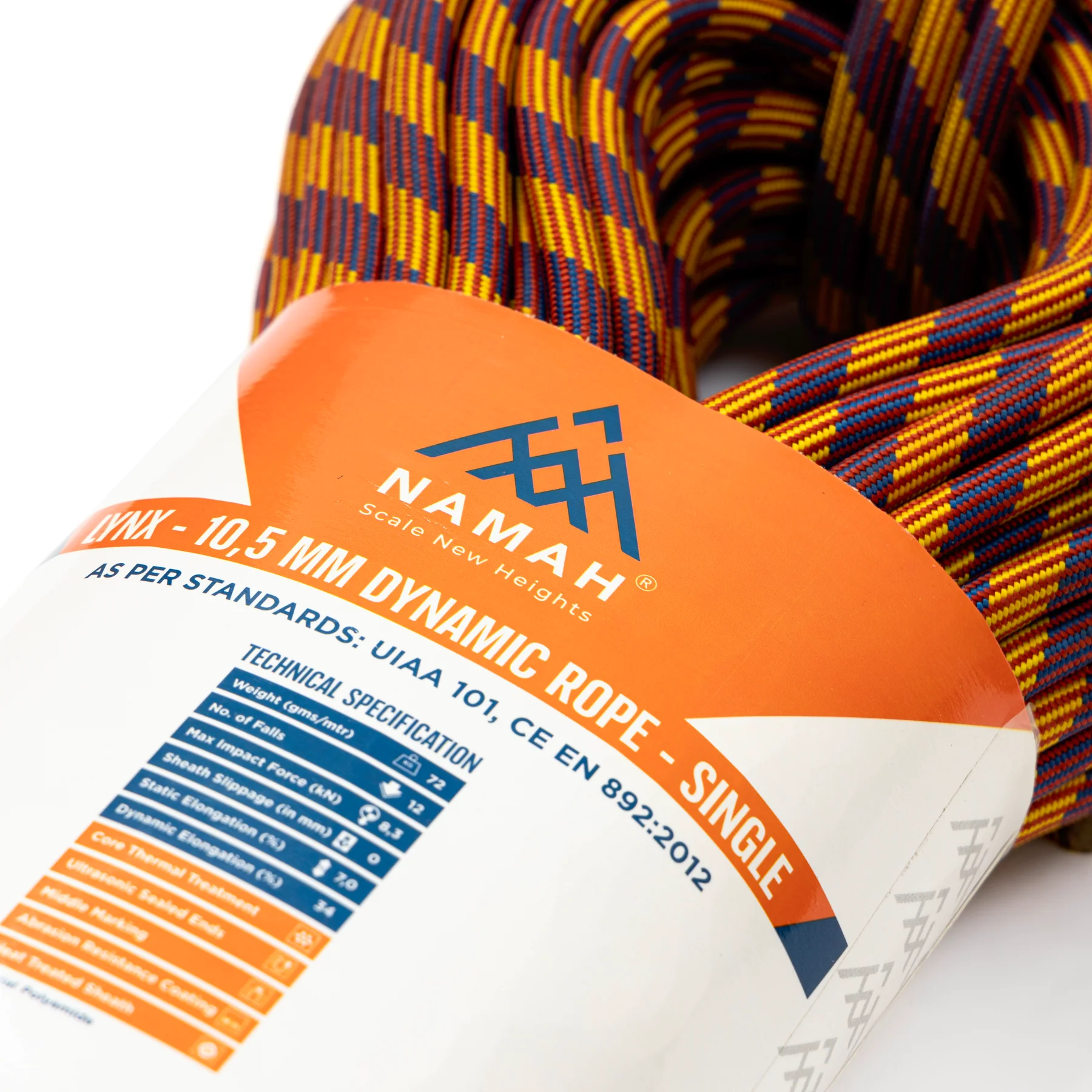 Namah Dynamic Rope 10.5mm 100mtr (KoreLoc) Certifications : EN 892:2012, UIAA 101 - Image 2