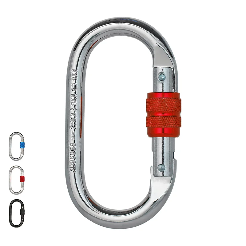 Xinda Outdoor O-Shape Rock Climbing Main Carabiner, Mountaineering Buckle, Aerial Yoga Climbing Hook, Safety Snap Hook, Steel Lock, Rock Climbing Equipment